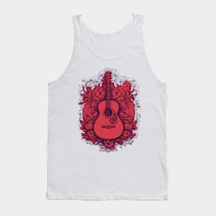 Guitar & roses pixel art red Tank Top